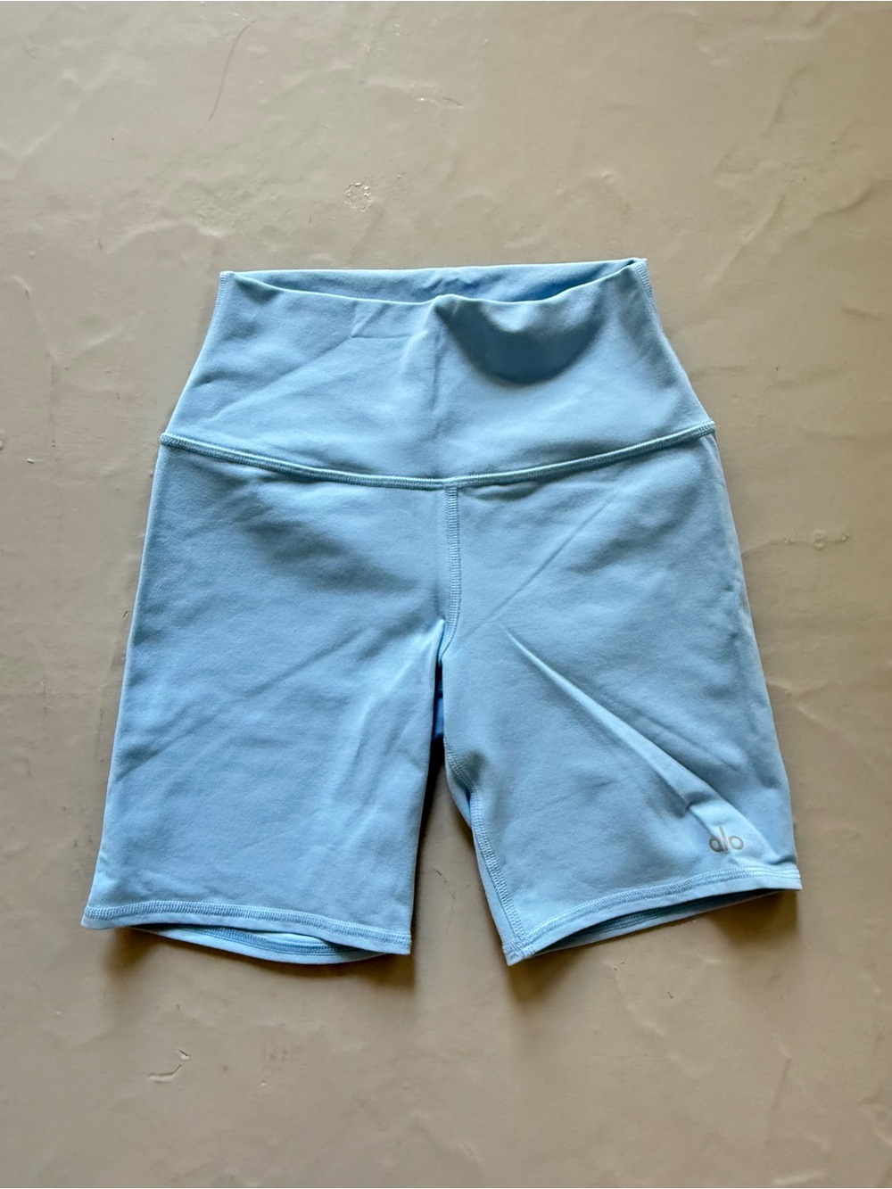 ALO Yoga High-Waist Airbrush Bike Shorts in light blue NWOT